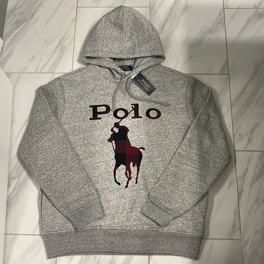 Men’s Polo Ralph Lauren Plaid Pony Pullover Hoodie - Picture 1 of 5